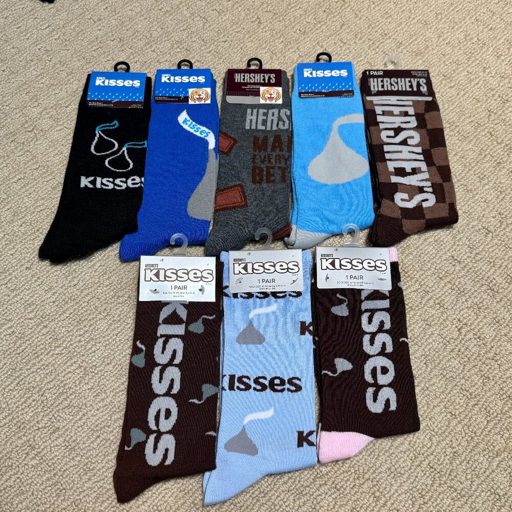 8 Hershey's Kisses New Novelty Crew Socks Size 6-12/13 - Men's/Women's -